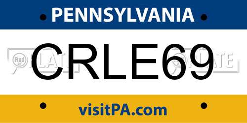 CRLE69 Pennsylvania License Plate