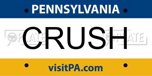CRUSH Pennsylvania License Plate