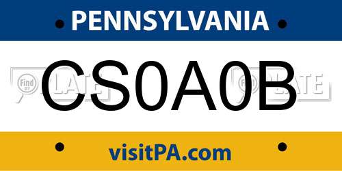 CS0A0B Pennsylvania License Plate