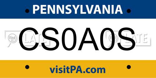CS0A0S Pennsylvania License Plate