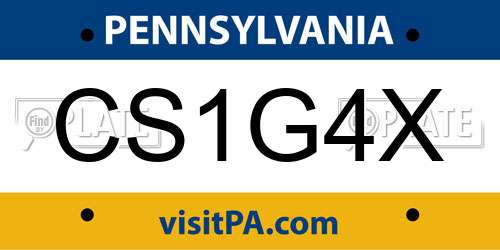 CS1G4X Pennsylvania License Plate