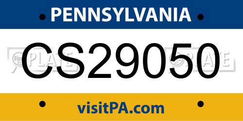 CS29050 Pennsylvania License Plate