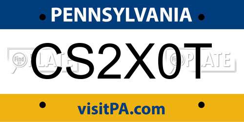 CS2X0T Pennsylvania License Plate