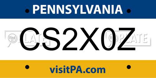 CS2X0Z Pennsylvania License Plate