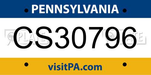 CS30796 Pennsylvania License Plate