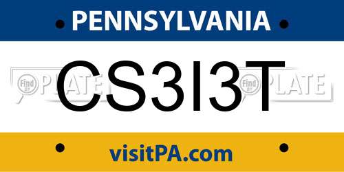 CS3I3T Pennsylvania License Plate