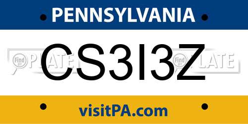 CS3I3Z Pennsylvania License Plate