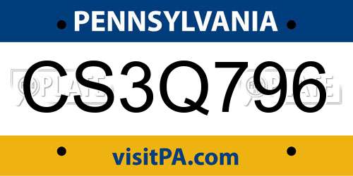 CS3Q796 Pennsylvania License Plate