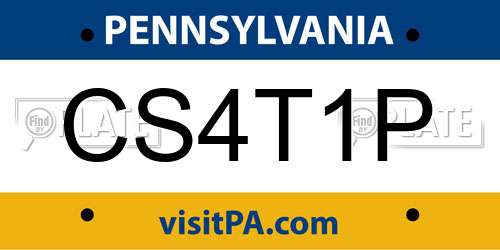 CS4T1P Pennsylvania License Plate