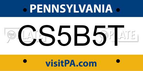 CS5B5T Pennsylvania License Plate