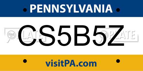 CS5B5Z Pennsylvania License Plate
