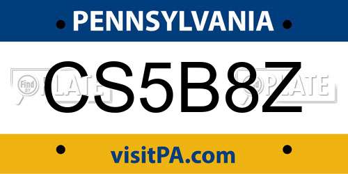 CS5B8Z Pennsylvania License Plate