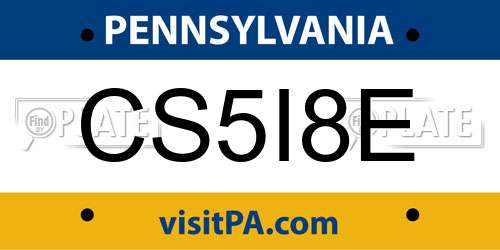 CS5I8E Pennsylvania License Plate
