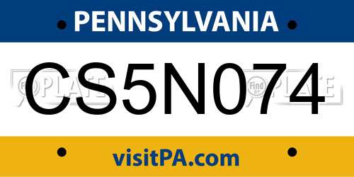 CS5N074 Pennsylvania License Plate