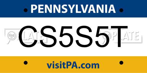 CS5S5T Pennsylvania License Plate