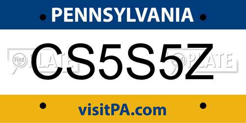 CS5S5Z Pennsylvania License Plate
