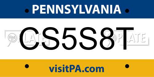 CS5S8T Pennsylvania License Plate