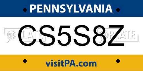 CS5S8Z Pennsylvania License Plate