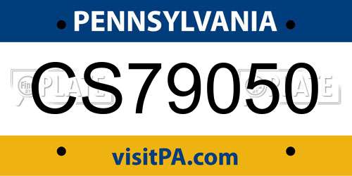CS79050 Pennsylvania License Plate