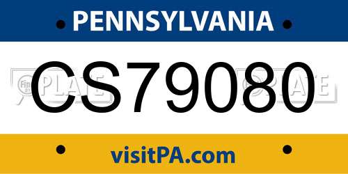 CS79080 Pennsylvania License Plate