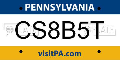 CS8B5T Pennsylvania License Plate