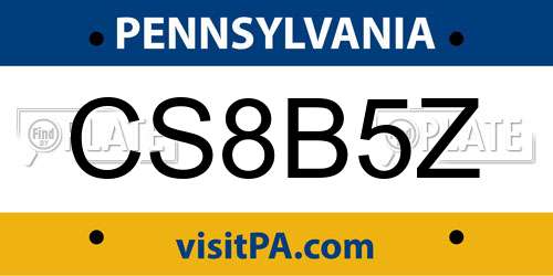 CS8B5Z Pennsylvania License Plate