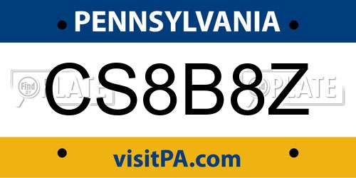 CS8B8Z Pennsylvania License Plate