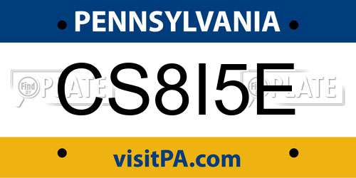 CS8I5E Pennsylvania License Plate