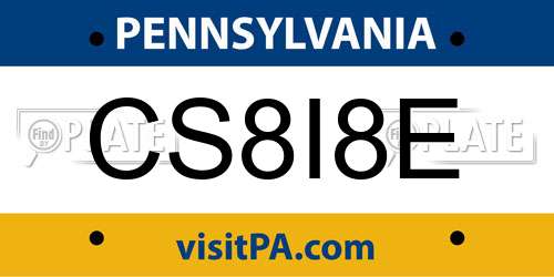 CS8I8E Pennsylvania License Plate