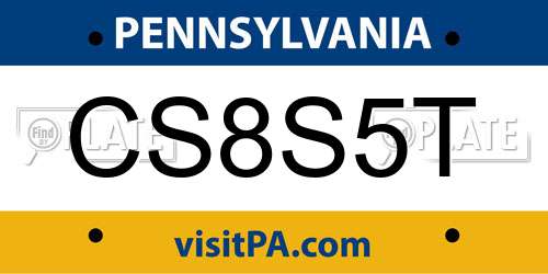 CS8S5T Pennsylvania License Plate