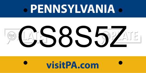 CS8S5Z Pennsylvania License Plate
