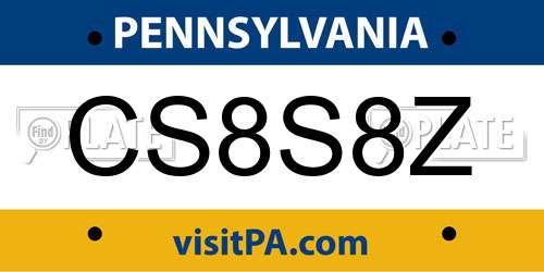 CS8S8Z Pennsylvania License Plate