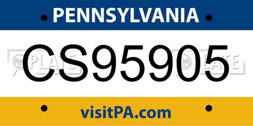 CS95905 Pennsylvania License Plate