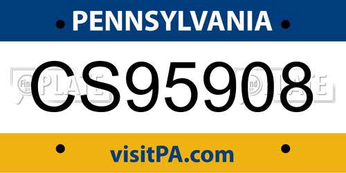 CS95908 Pennsylvania License Plate