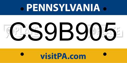 CS9B905 Pennsylvania License Plate