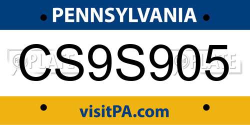 CS9S905 Pennsylvania License Plate
