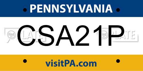 CSA21P Pennsylvania License Plate