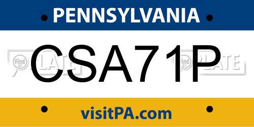 CSA71P Pennsylvania License Plate