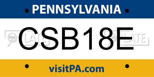 CSB18E Pennsylvania License Plate