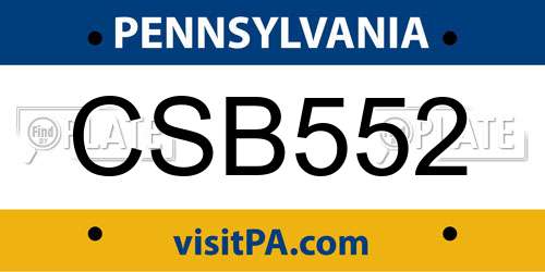 CSB552 Pennsylvania License Plate