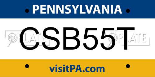 CSB55T Pennsylvania License Plate