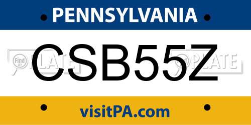 CSB55Z Pennsylvania License Plate