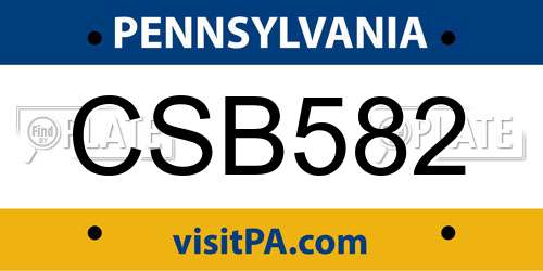 CSB582 Pennsylvania License Plate