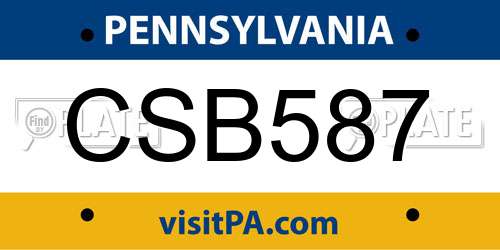 CSB587 Pennsylvania License Plate