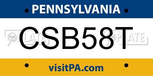 CSB58T Pennsylvania License Plate