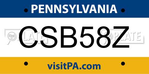 CSB58Z Pennsylvania License Plate