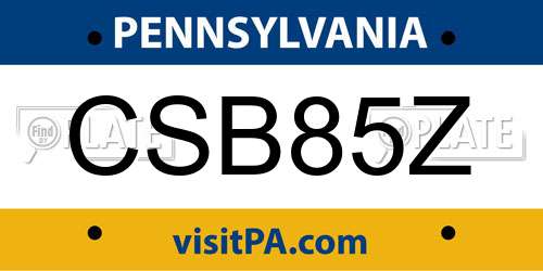 CSB85Z Pennsylvania License Plate