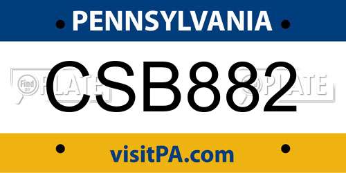 CSB882 Pennsylvania License Plate