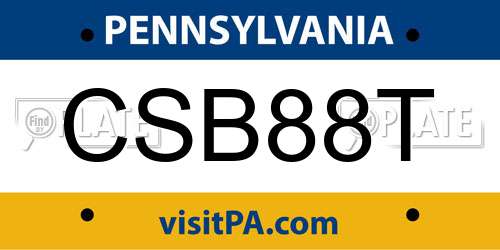 CSB88T Pennsylvania License Plate
