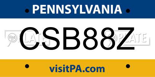 CSB88Z Pennsylvania License Plate